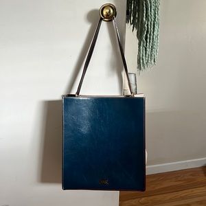 Frances Valentine Blue/Cream Leather Purse